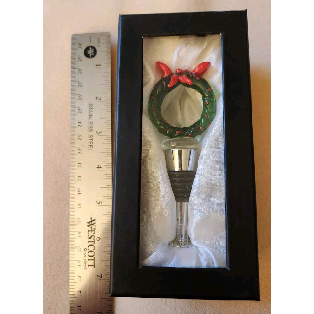 Glass Christmas Wreath Wine Bottle Rubber Stopper